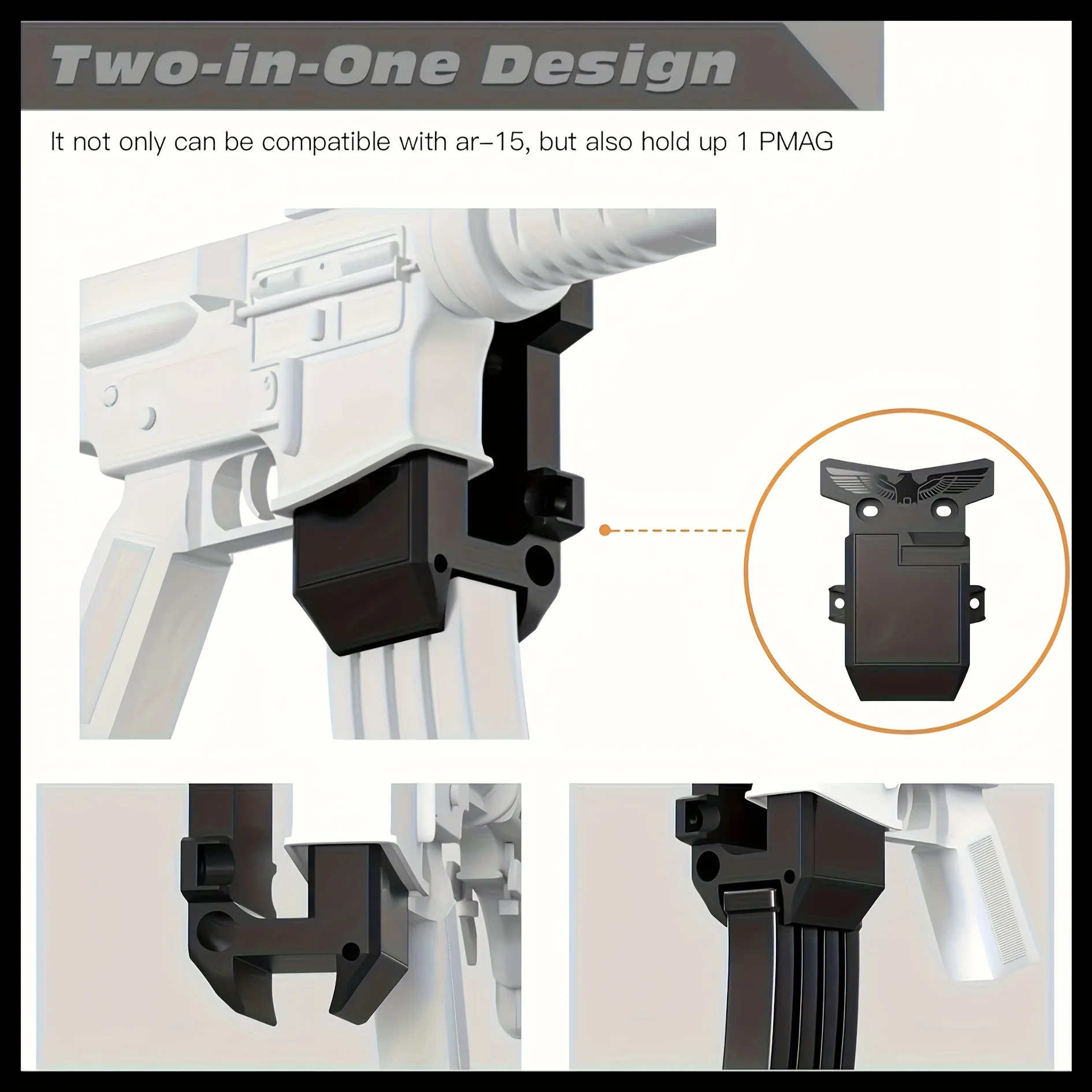 AR15 Mag Wall Mount Rifle Storage Holder, 360° Install Aluminum Tactical Gun Rack Fit M4 M16 AR10 AR12 Heavy Duty 300LB Support