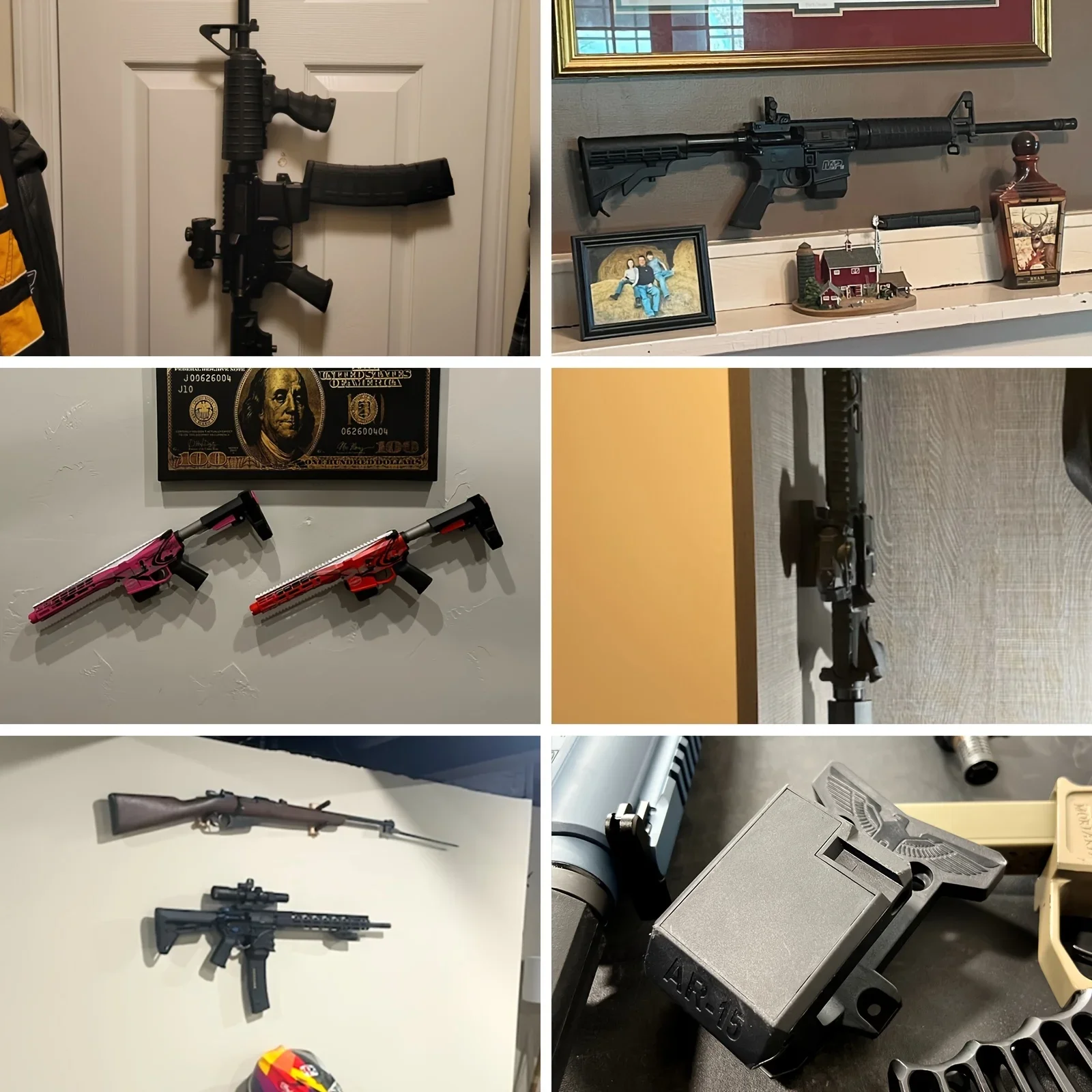 AR15 Mag Wall Mount Rifle Storage Holder, 360° Install Aluminum Tactical Gun Rack Fit M4 M16 AR10 AR12 Heavy Duty 300LB Support