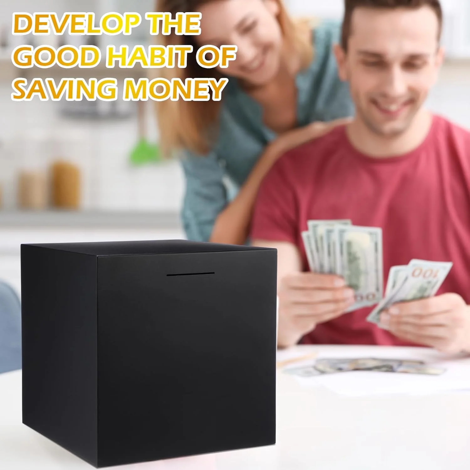 Stainless Steel Piggy Bank, a Student Internet Celebrity Savings Box That Only Allows Deposits, a Durable Metal Money Box.