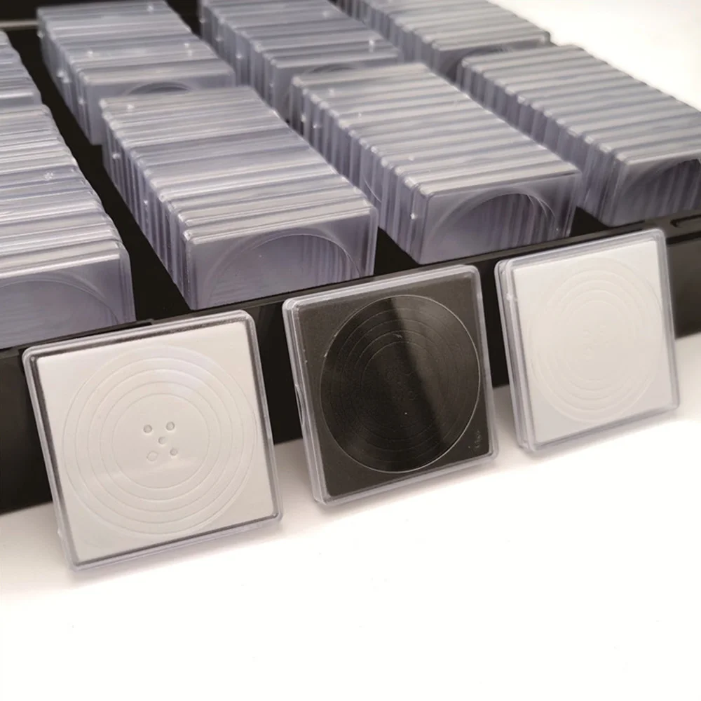 100 Slots Coin Collection Storage Box with 100Pcs Square Clear Coin Holders Shockproof Plastic Coin Capsule Organizer Case Dustproof Protective Container for Commemorative Coins Medals Collectibles