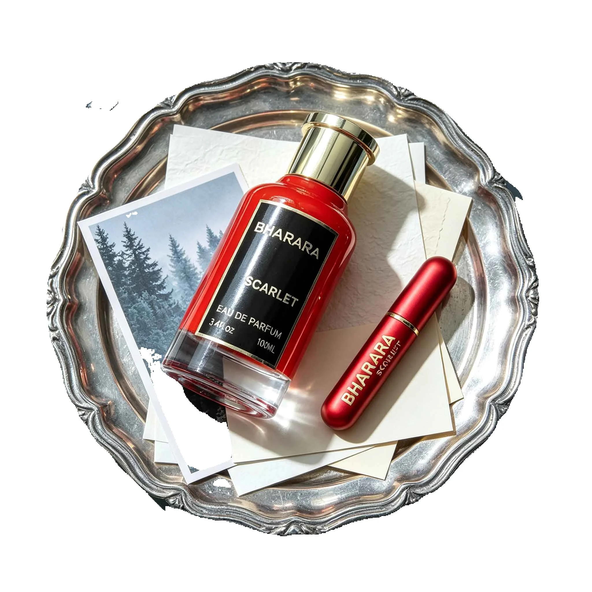 Bharara Scarlet EDP Versatile all-day fragrance. Balanced pleasant notes, not overpowering. Great for office, dating, travel. Portable lasting perfume for everyday lifestyle.