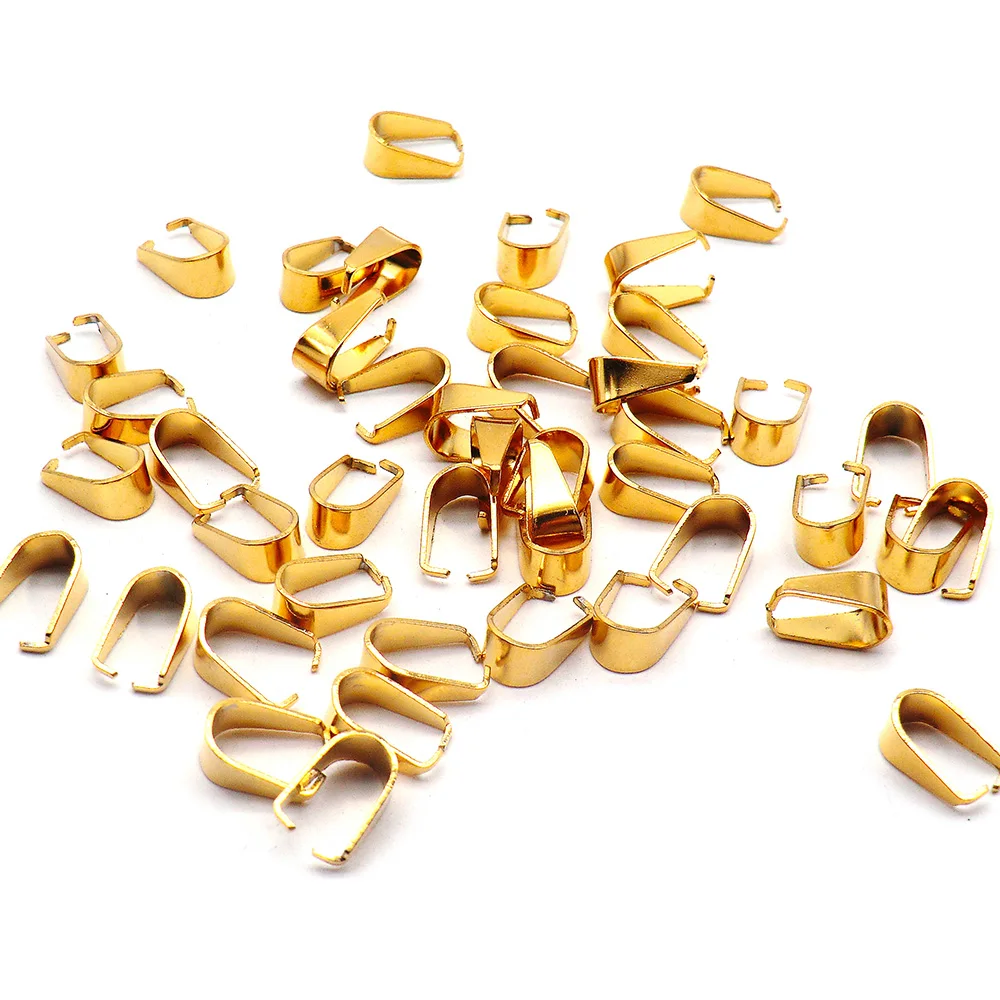 100pcs/Lot Gold Stainless Steel Clasps Bails Charm Melon Seeds Buckle Personalized Necklace Bracelet Connectors Jewelry Findings