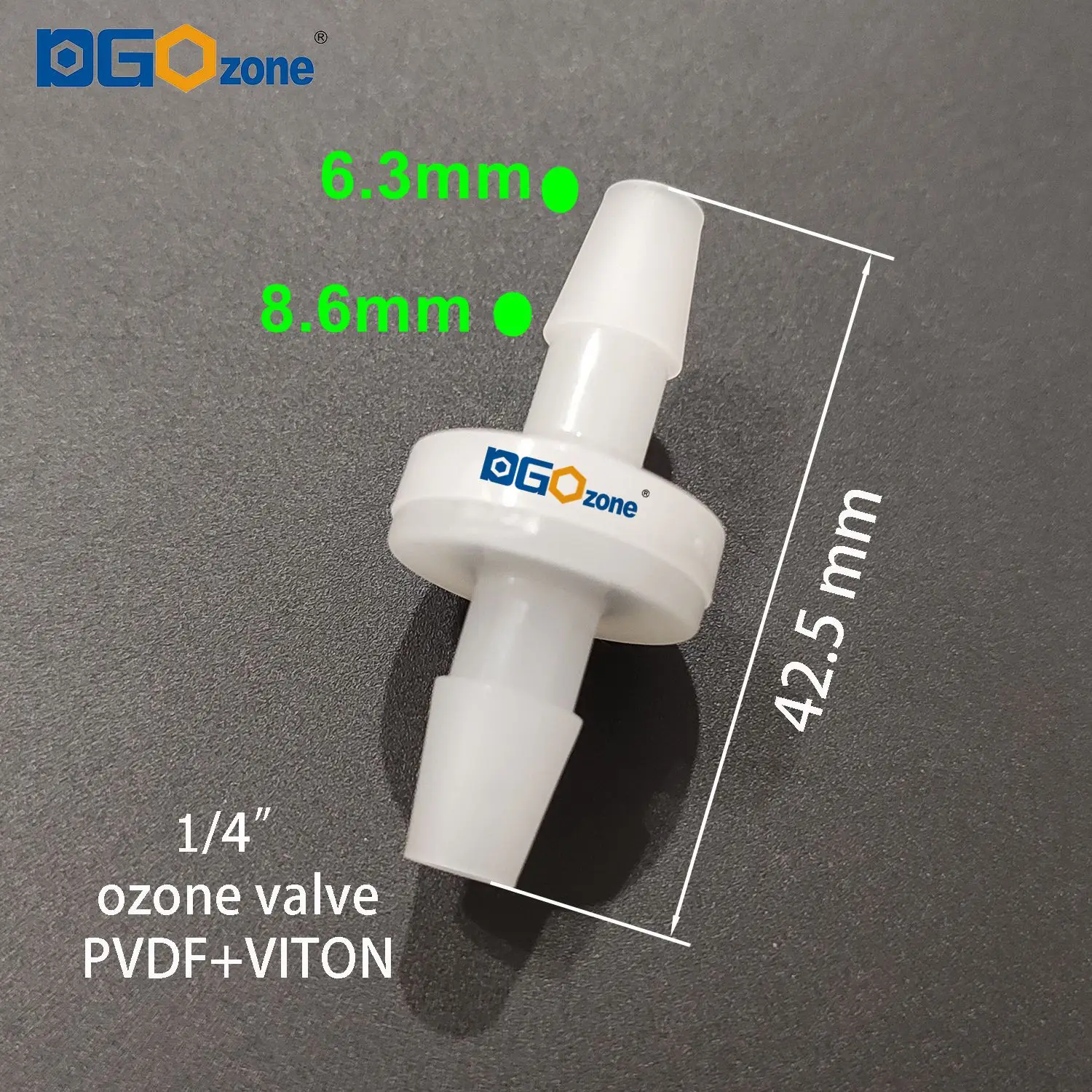 1/8' 3/16' 1/4' SPA Check Valve Ozone Proof Valve Non-return Valve PVDF Body Acid and Alkali Resistant DGOzone