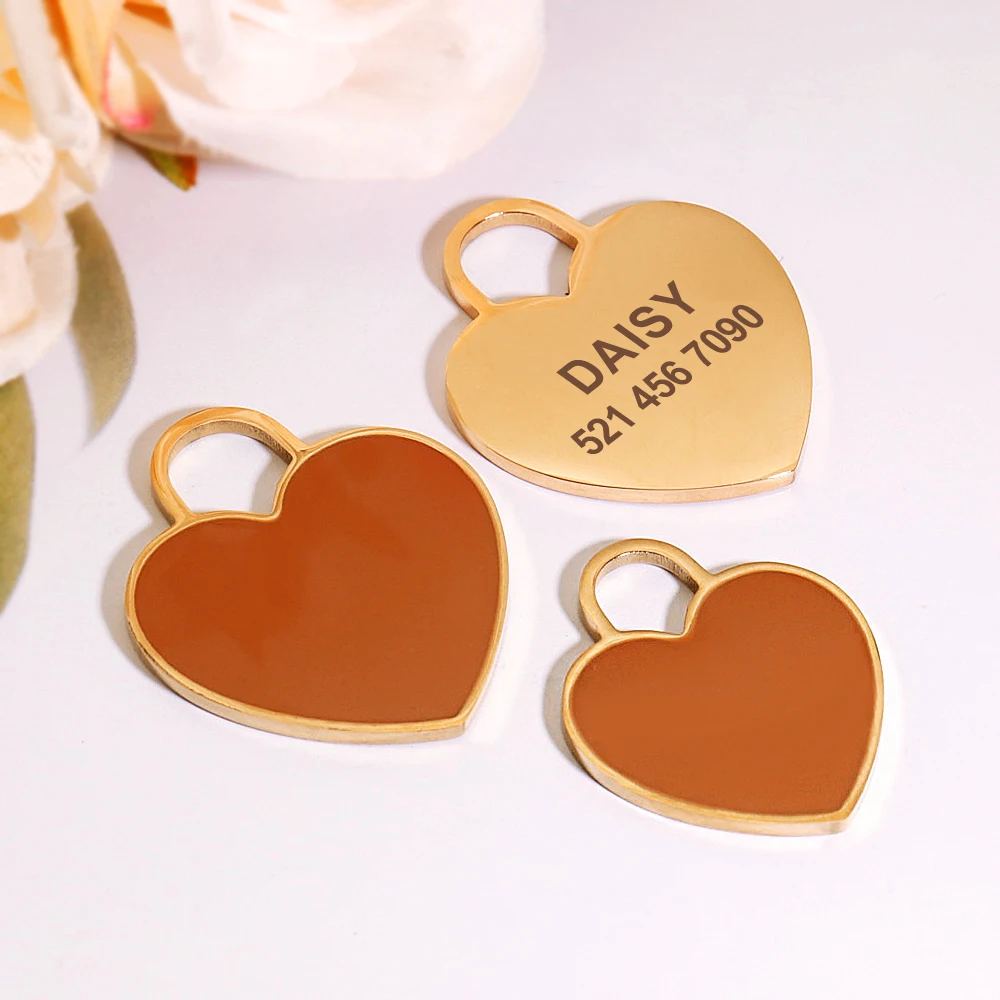 Free Custom Dog ID Tag Personalized Puppy Cat Nameplate Pendant Anti-lost Heart Tags For Collar Gril Boy Dogs Pet Accessories