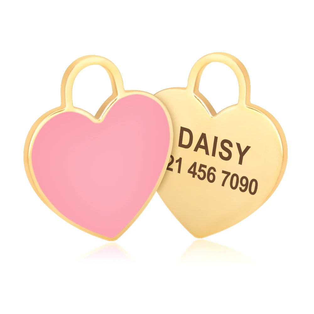 Free Custom Dog ID Tag Personalized Puppy Cat Nameplate Pendant Anti-lost Heart Tags For Collar Gril Boy Dogs Pet Accessories