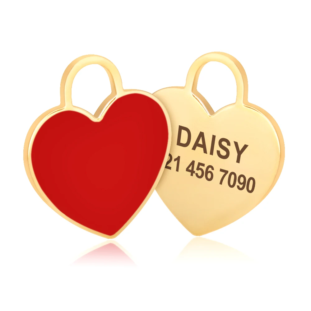 Free Custom Dog ID Tag Personalized Puppy Cat Nameplate Pendant Anti-lost Heart Tags For Collar Gril Boy Dogs Pet Accessories