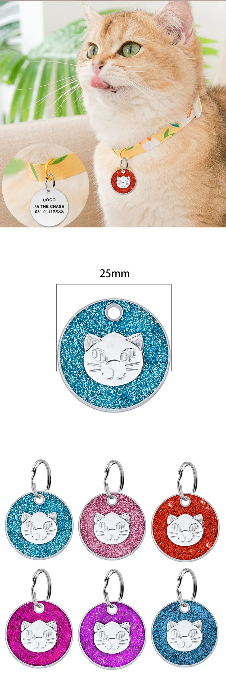 Personalized Laser Engraving Metal Pet Name Tag Anti-lost Customized Dog Cat ID Collar Puppy Nameplate Tag Pendant Supplies