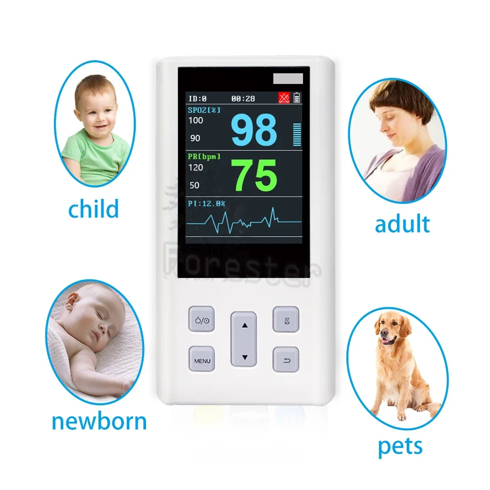 Portable Pulse Oximeter Monitor for Heart Rate and Oxygen Saturation with Veterinary and Medical SPO2  with Memory