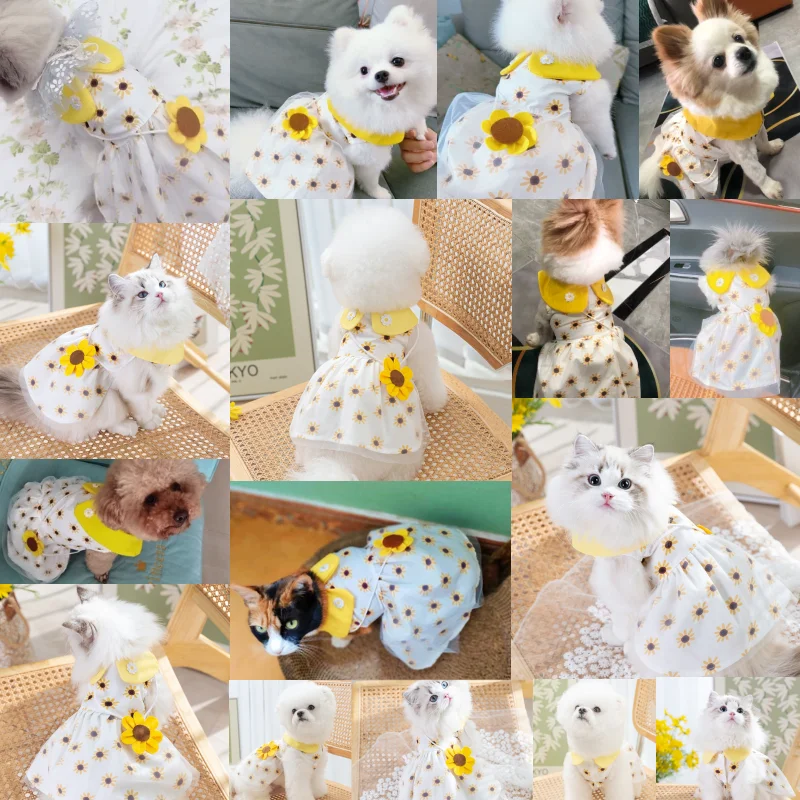 Dog Princess Dress Cute Pet Dog Mesh Dress Kitten Puppy Pet Skirt Dog Summer Dress Bow Lace Korean Poodle Chihuahua Dog Clothes