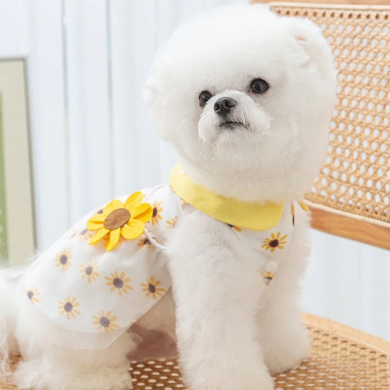 Dog Princess Dress Cute Pet Dog Mesh Dress Kitten Puppy Pet Skirt Dog Summer Dress Bow Lace Korean Poodle Chihuahua Dog Clothes