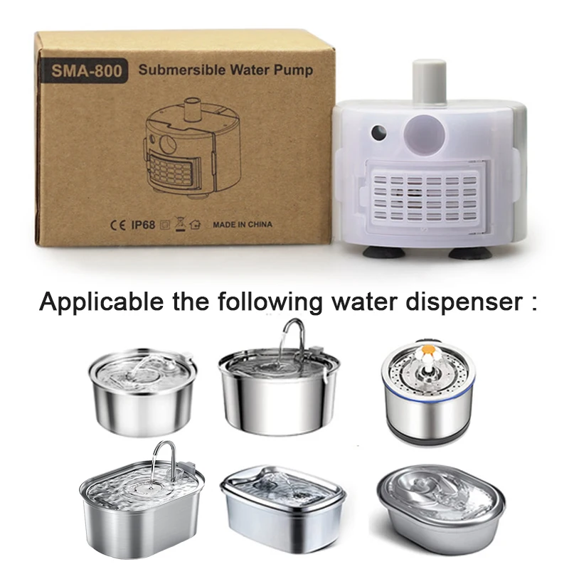 Pet Fountain Motor Submersible Pump Cat Water Drinker SMA-800 USB Water Pump Cats Fountain Accessories Mute DC ,cleaning kit