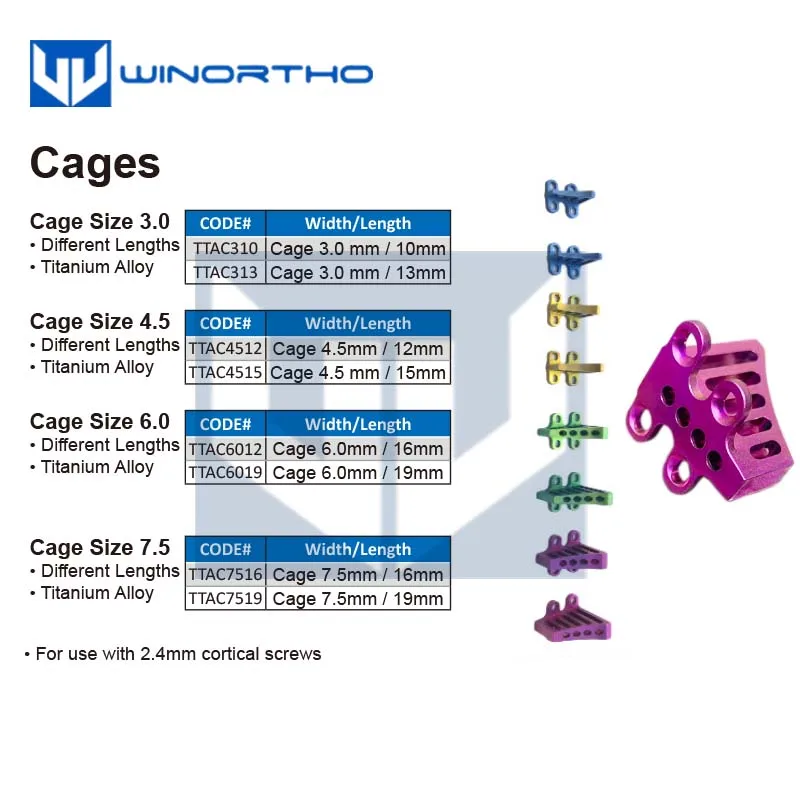 TTA Cages RAPID titanium Tibial Tuberosity Advancement veterinary orthopedic instruments pet animal surgical winortho cortex