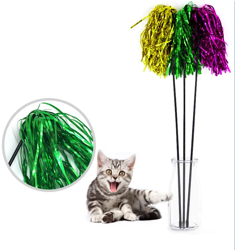 Colorful Ribbon Cat Toy Wand Funny Kitten Rod Teaser Plastic Stick for Pet Cats Interactive Toys