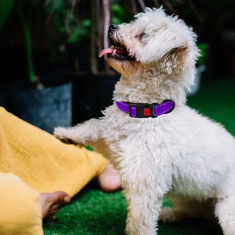 Reflective Dog Collar,Soft Neoprene Padded Breathable Nylon Pet Collar Adjustable for Medium Large Dogs, Neck