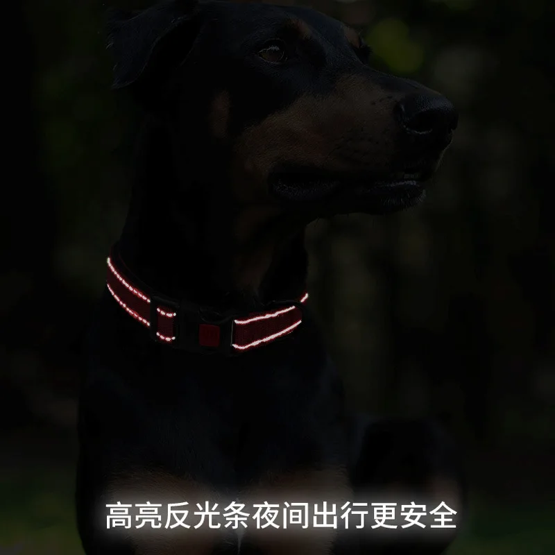 Reflective Dog Collar,Soft Neoprene Padded Breathable Nylon Pet Collar Adjustable for Medium Large Dogs, Neck