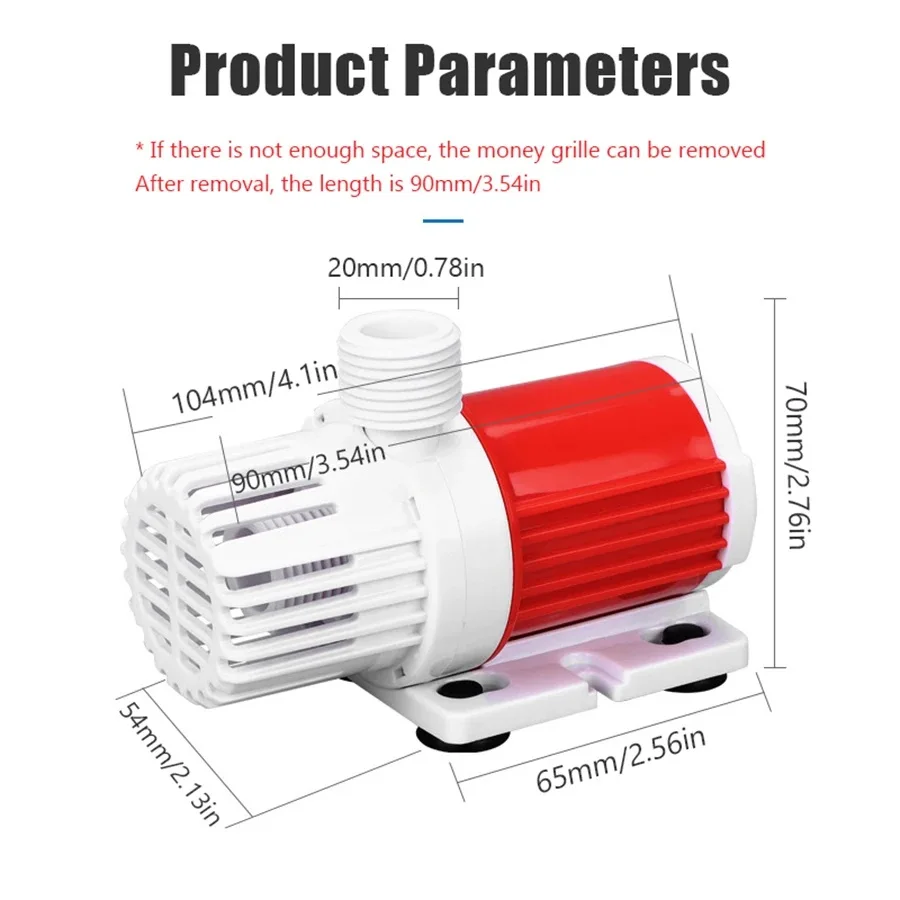 10W 1000L/H Aquarium Water Pump DC 12V Fountain Water Pump with 16.4ft High Lift for Aquarium Fish Tank Pond Fountain