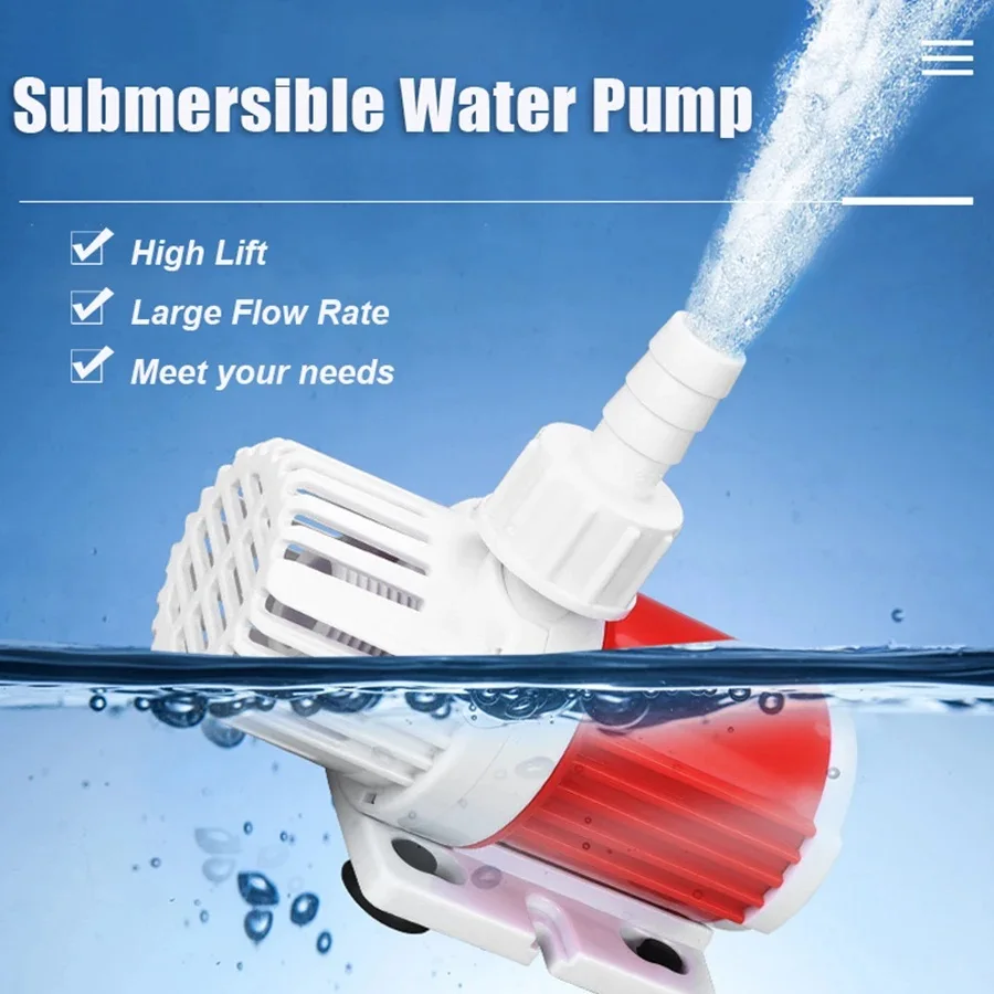 10W 1000L/H Aquarium Water Pump DC 12V Fountain Water Pump with 16.4ft High Lift for Aquarium Fish Tank Pond Fountain