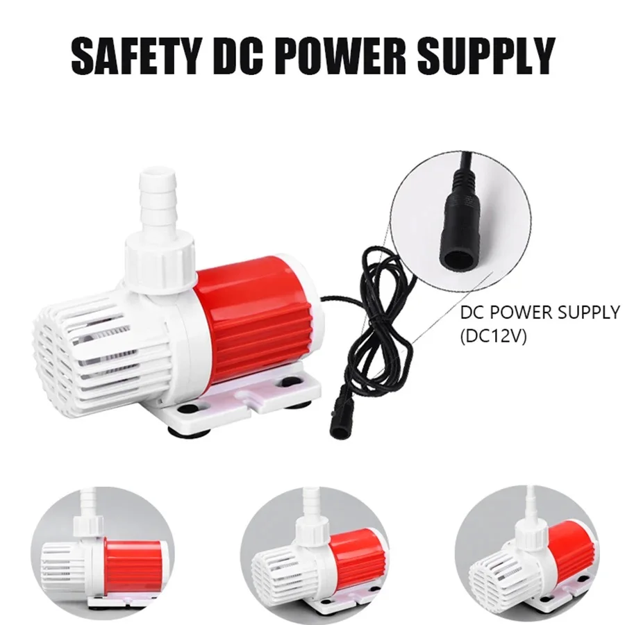 10W 1000L/H Aquarium Water Pump DC 12V Fountain Water Pump with 16.4ft High Lift for Aquarium Fish Tank Pond Fountain