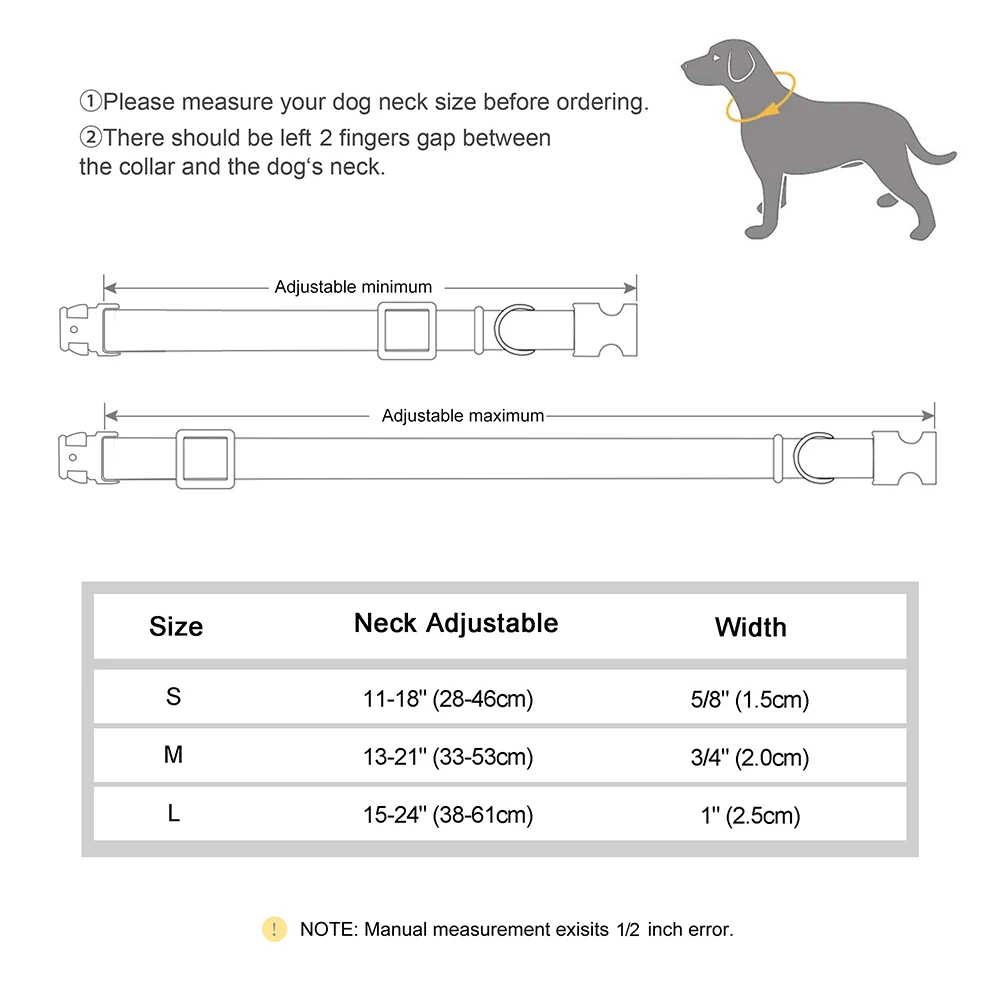 Custom Nylon Dog Collar Cute Print Dog Collars Free Engraved Pet ID Collars Necklace For Small Medium Large Dogs Pug Adjustable