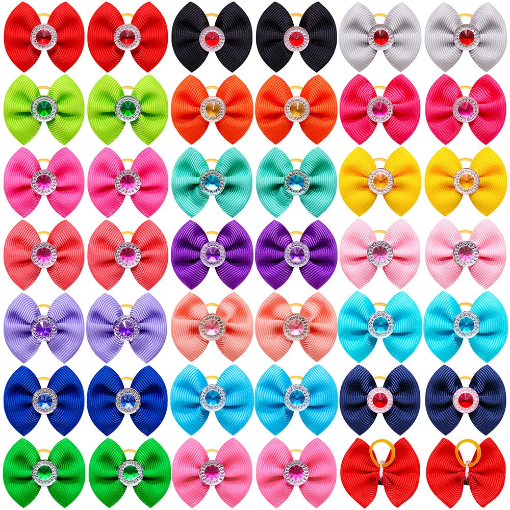 10/20/30PCS Pet Hair Bows Dog Grooming Accessories Bow With Rubber Bands For Dogs Headwear Puppy Cat Bow Pet Supplies