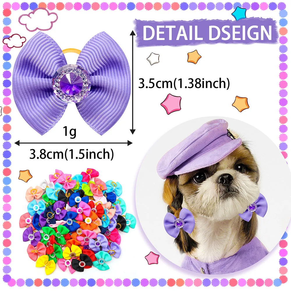 10/20/30PCS Pet Hair Bows Dog Grooming Accessories Bow With Rubber Bands For Dogs Headwear Puppy Cat Bow Pet Supplies