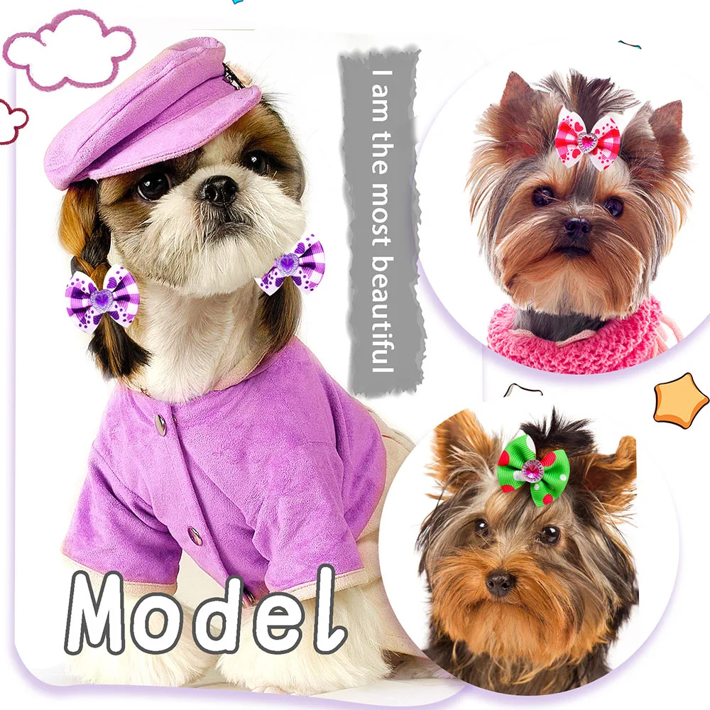 10/20/30PCS Pet Hair Bows Dog Grooming Accessories Bow With Rubber Bands For Dogs Headwear Puppy Cat Bow Pet Supplies