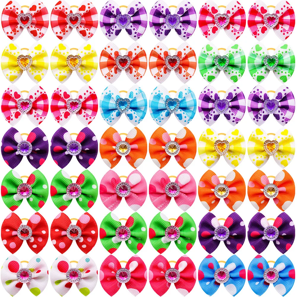 10/20/30PCS Pet Hair Bows Dog Grooming Accessories Bow With Rubber Bands For Dogs Headwear Puppy Cat Bow Pet Supplies