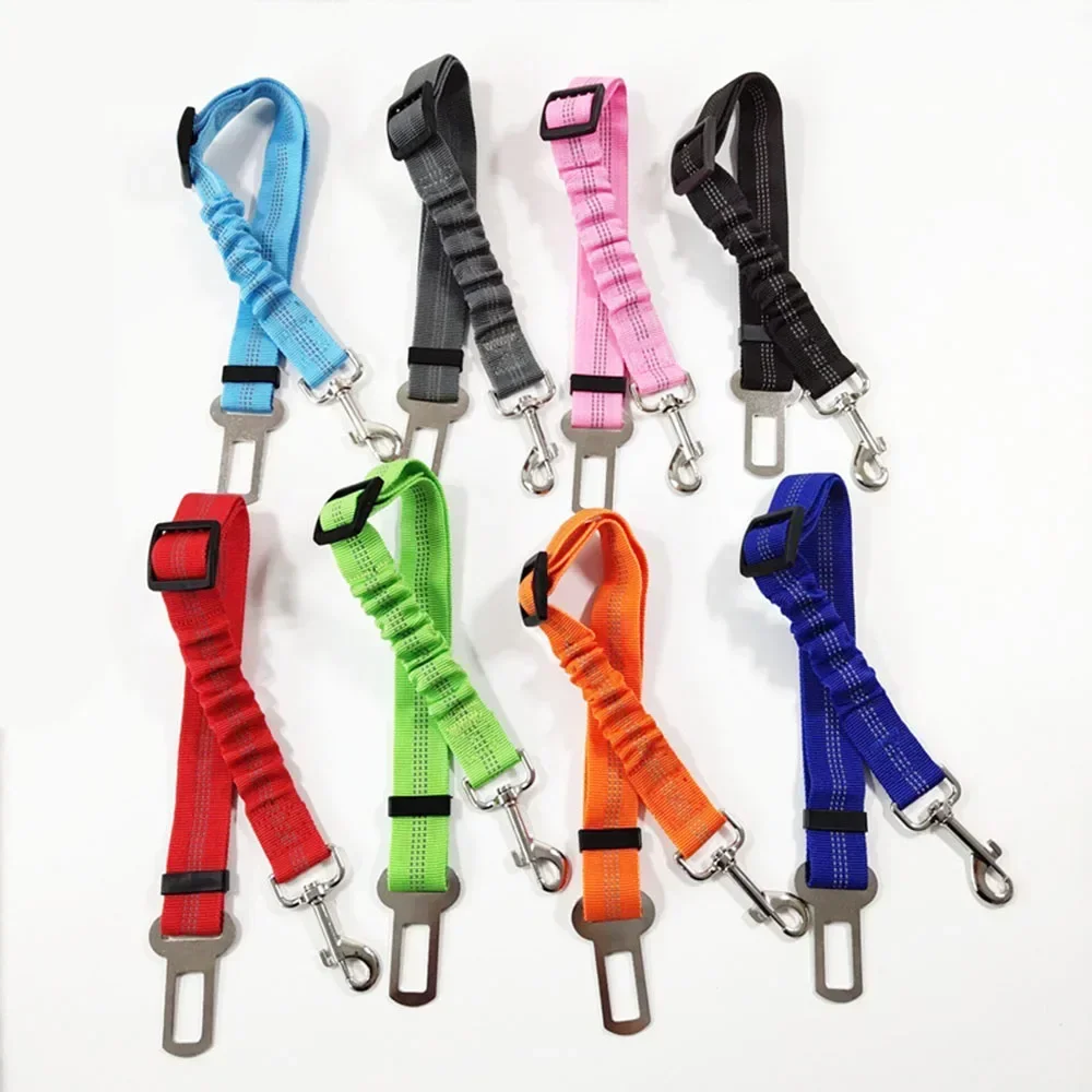 Dog Leash Harness Dogs Dog Accessories Supplies Pet Dog Car Seat Belt Retractable Buffer Elastic Reflective Safety Traction Rope
