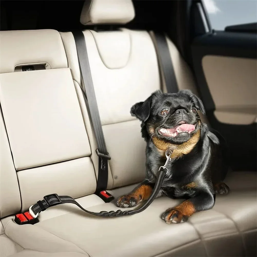 Dog Leash Harness Dogs Dog Accessories Supplies Pet Dog Car Seat Belt Retractable Buffer Elastic Reflective Safety Traction Rope