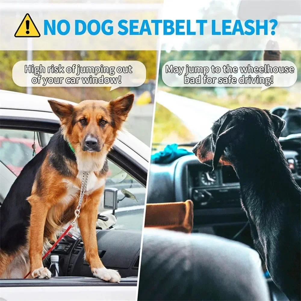Dog Leash Harness Dogs Dog Accessories Supplies Pet Dog Car Seat Belt Retractable Buffer Elastic Reflective Safety Traction Rope
