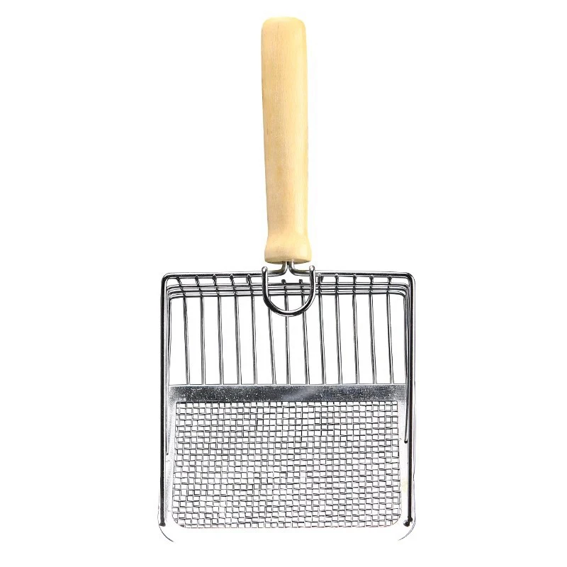 Cat Litter Shovel Stainless Steel Wooden Handle Easy To Rust Washable Kitten Litter Scoop Cats Toilet Cleaning Shovel Tool