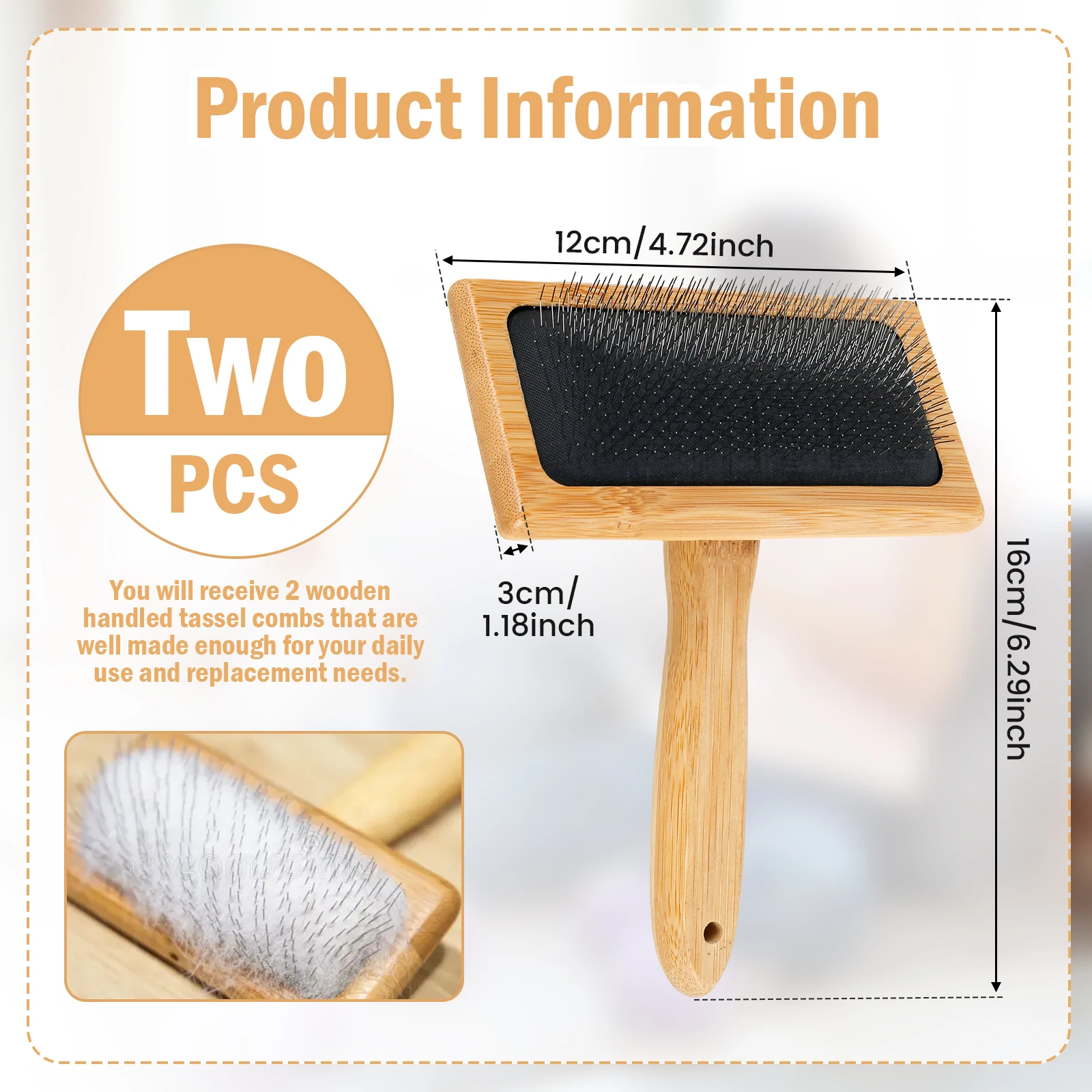 2Pcs Wool Carding Comb Wool Carding Brushes with Bamboo Handle Multipurpose Hand Wool Brushes Professional Needle Felting