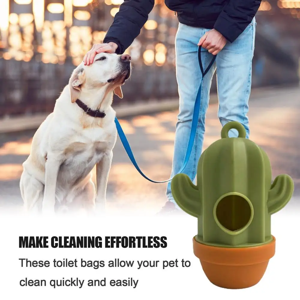 Dog Poop Pickup Bags Holder Dispenser Cactus Dog Poop Storage Bags Portable Dog Poop Bag Holder Outdoor Container For Hiking And