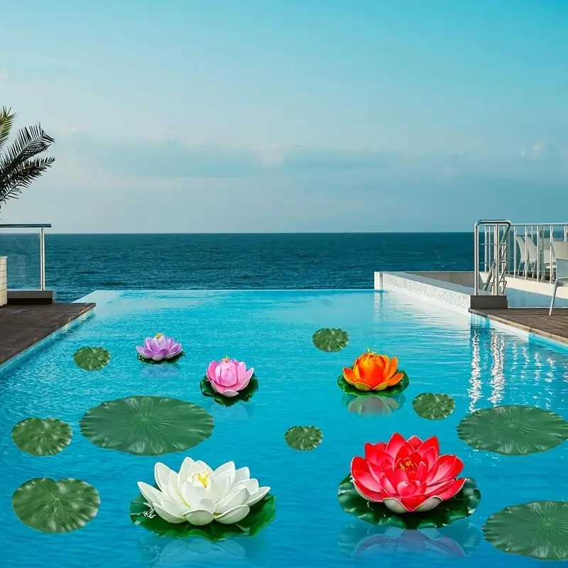 10PCS EVA Artificial Water Lilies - Lotus Leaves - Suitable for Pond, Aquarium - Fish Pond and Terrace Decoration