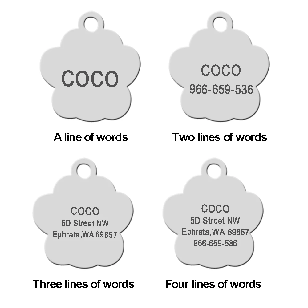 Personalized Dog Cat ID Tag Bling Rhinestone Puppy Kitten Name Tags Anti-lost Pet Collar Accessories Free Engraved Pet Products