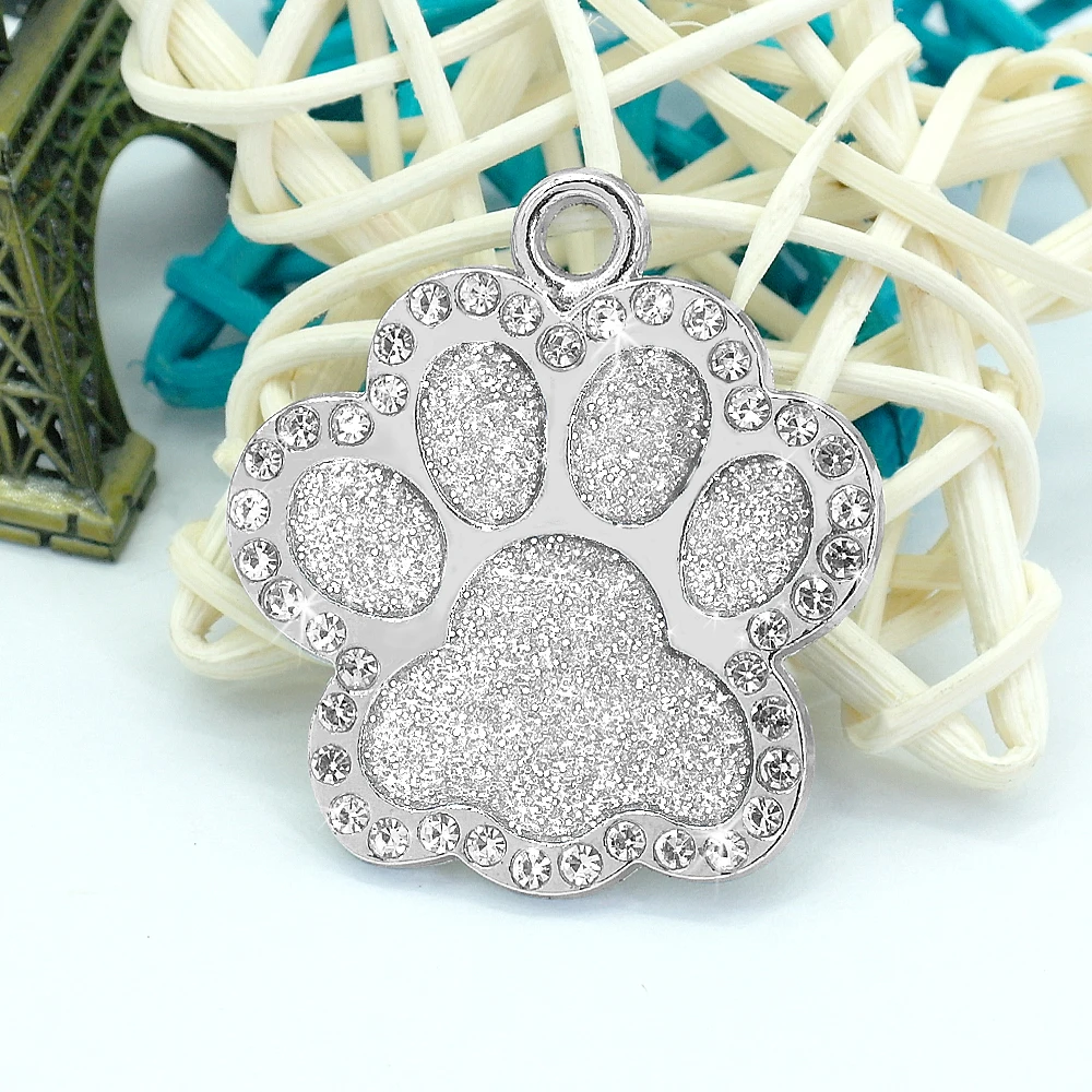 Personalized Dog Cat ID Tag Bling Rhinestone Puppy Kitten Name Tags Anti-lost Pet Collar Accessories Free Engraved Pet Products