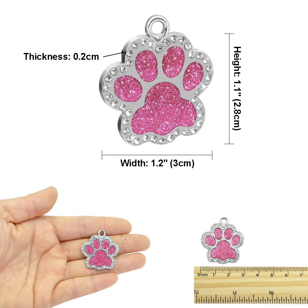 Personalized Dog Cat ID Tag Bling Rhinestone Puppy Kitten Name Tags Anti-lost Pet Collar Accessories Free Engraved Pet Products