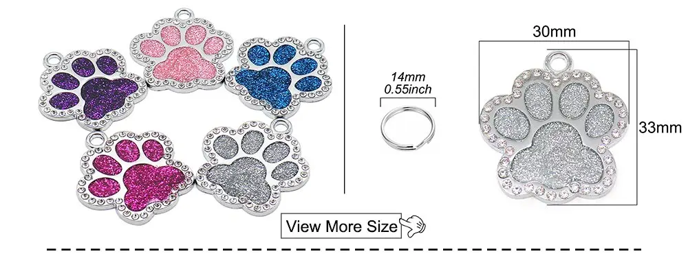 Wholesale 20pcs Dog Cat Tag Pet Dog Collar Accessories Personalized Paw Shape ID Tags Name No. Telephone Tags For Dog Supplies