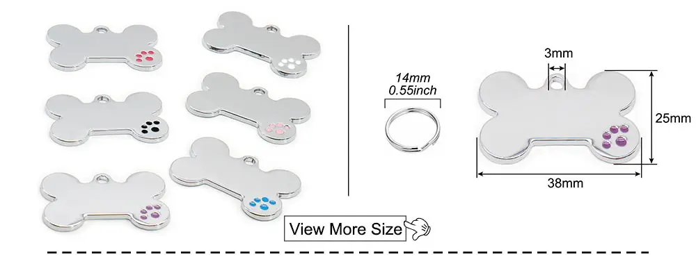 Wholesale 20pcs Dog Cat Tag Pet Dog Collar Accessories Personalized Paw Shape ID Tags Name No. Telephone Tags For Dog Supplies