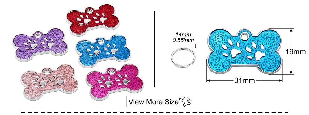 Wholesale 20pcs Dog Cat Tag Pet Dog Collar Accessories Personalized Paw Shape ID Tags Name No. Telephone Tags For Dog Supplies