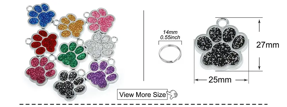 Wholesale 20pcs Dog Cat Tag Pet Dog Collar Accessories Personalized Paw Shape ID Tags Name No. Telephone Tags For Dog Supplies