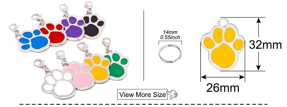Wholesale 20pcs Dog Cat Tag Pet Dog Collar Accessories Personalized Paw Shape ID Tags Name No. Telephone Tags For Dog Supplies