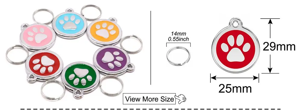 Wholesale 20pcs Dog Cat Tag Pet Dog Collar Accessories Personalized Paw Shape ID Tags Name No. Telephone Tags For Dog Supplies
