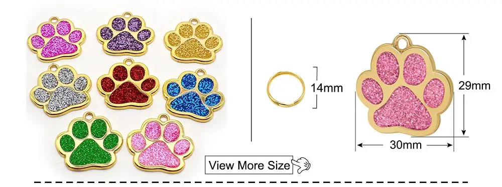 Wholesale 20pcs Dog Cat Tag Pet Dog Collar Accessories Personalized Paw Shape ID Tags Name No. Telephone Tags For Dog Supplies