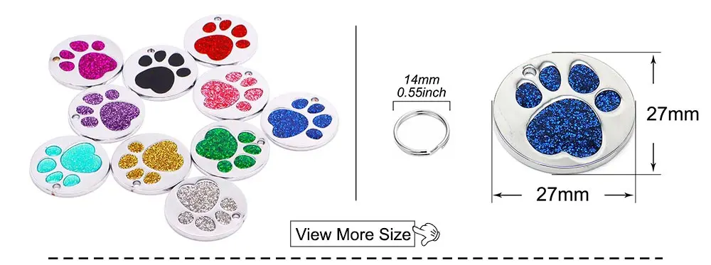 Wholesale 20pcs Dog Cat Tag Pet Dog Collar Accessories Personalized Paw Shape ID Tags Name No. Telephone Tags For Dog Supplies