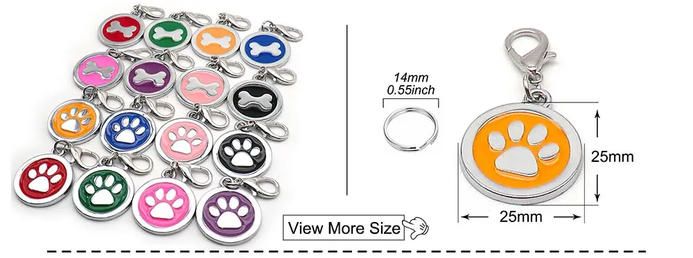 Wholesale 20pcs Dog Cat Tag Pet Dog Collar Accessories Personalized Paw Shape ID Tags Name No. Telephone Tags For Dog Supplies