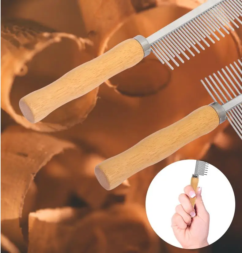 Cat Comb Stainless Steel Cat Brush Dog Hair Brush Wood Handle Pet Hair Remover Cats Comb Pet Grooming Cleaning Tools Accessories