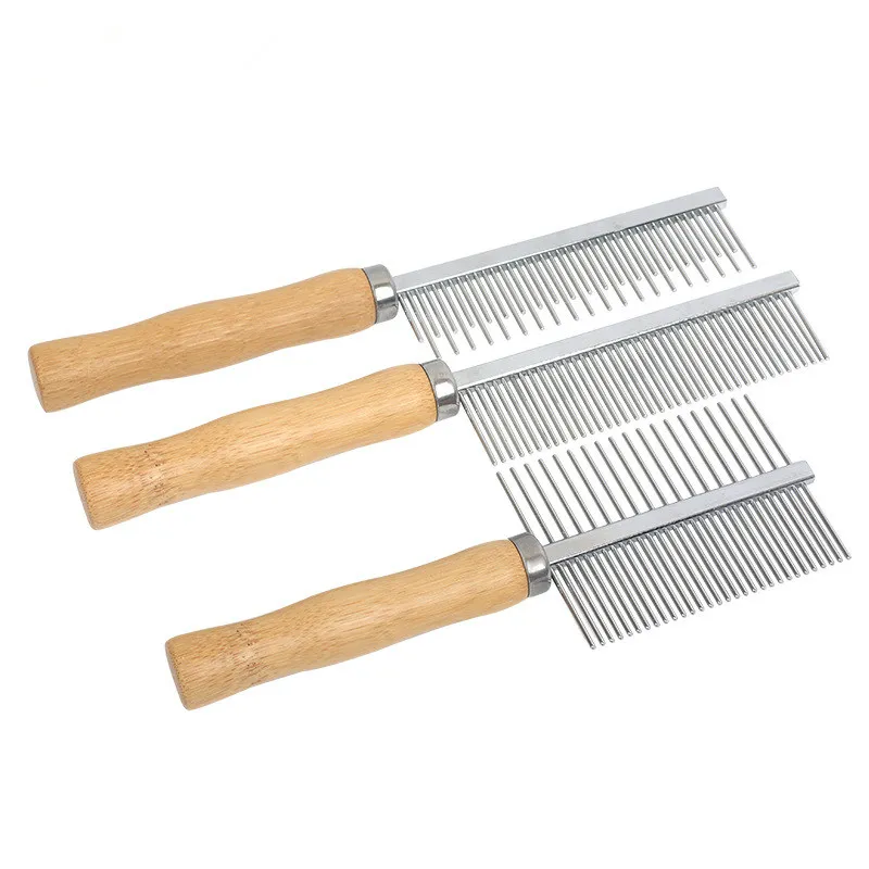Cat Comb Stainless Steel Cat Brush Dog Hair Brush Wood Handle Pet Hair Remover Cats Comb Pet Grooming Cleaning Tools Accessories