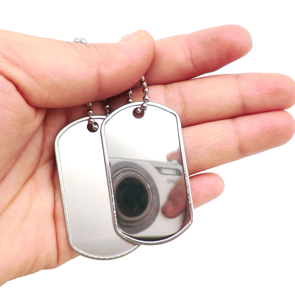 Wholesale 100 20Pcs Stainless Steel Military Identity Tag Dog ID Tags For Men Pendant Men Tags Necklace Personality Necklace
