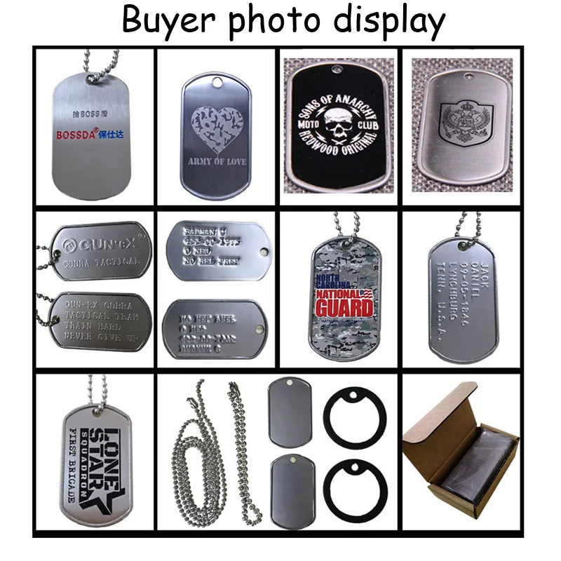 Wholesale 100 20Pcs Stainless Steel Military Identity Tag Dog ID Tags For Men Pendant Men Tags Necklace Personality Necklace
